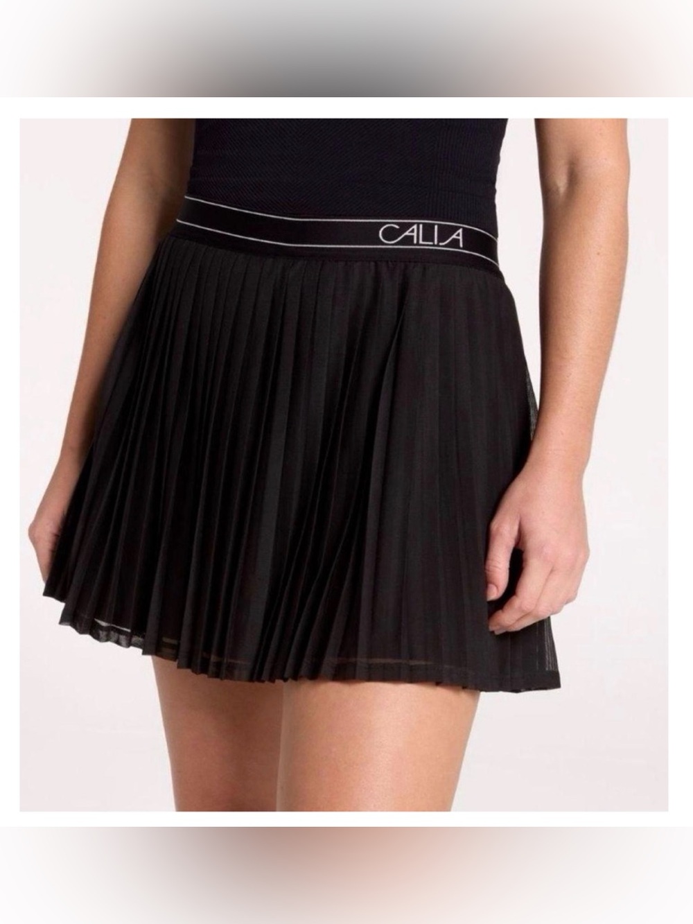 NWT CALIA Court High-Rise Pleated Mesh Tennis Skort Black Size L
